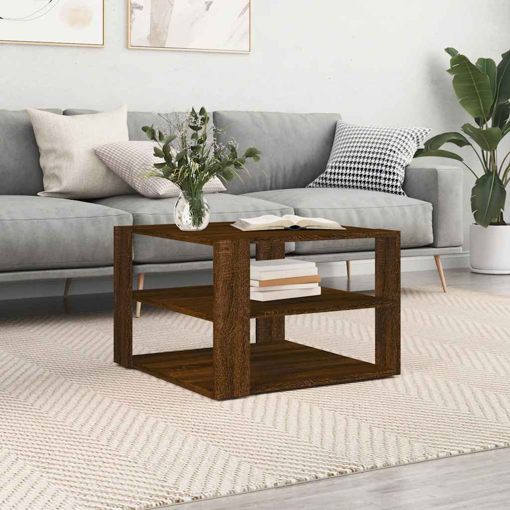 Mesa centro 58x58x40cm derivados madeira carvalho castanho