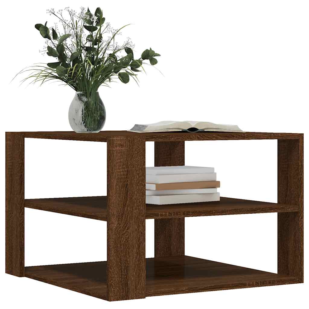 Mesa centro 58x58x40cm derivados madeira carvalho castanho