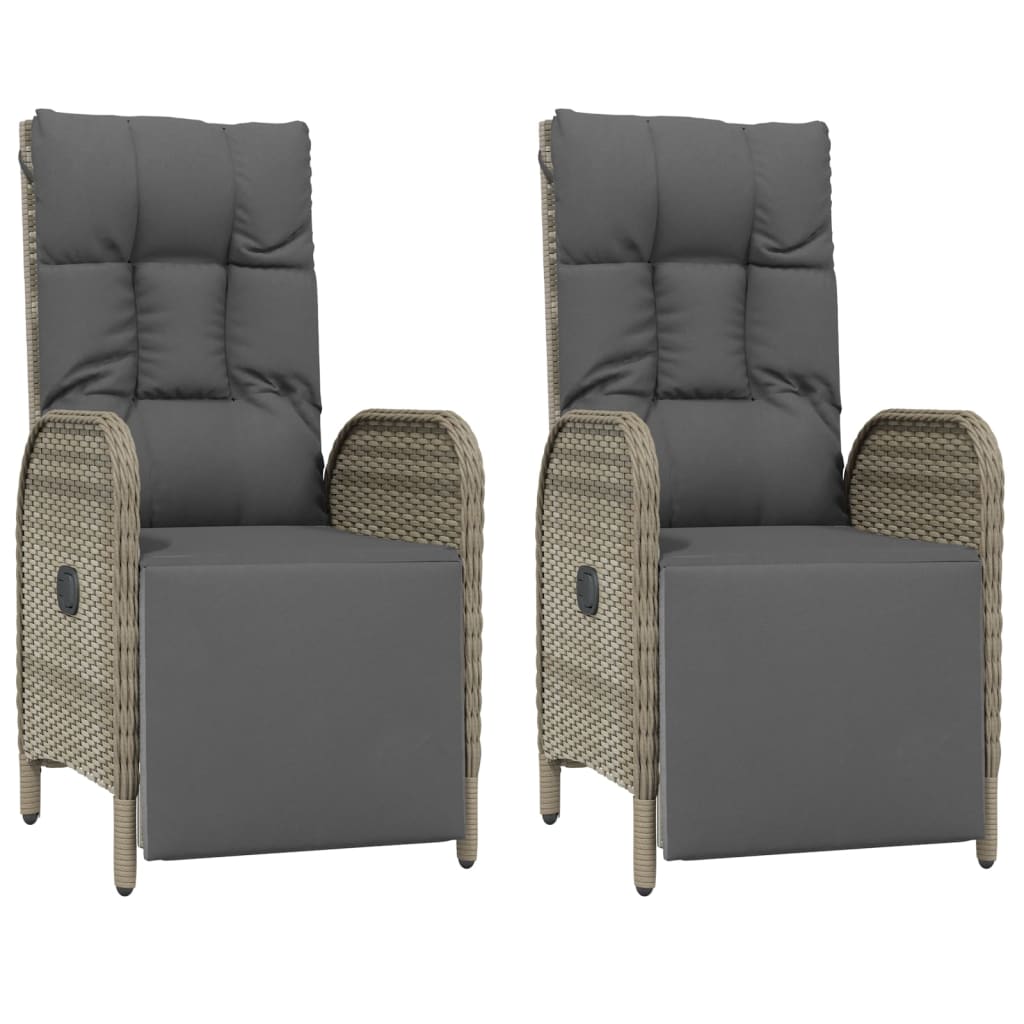 5 Pcs conjunto jantar jardim c/ almofadões vime PE preto/cinza