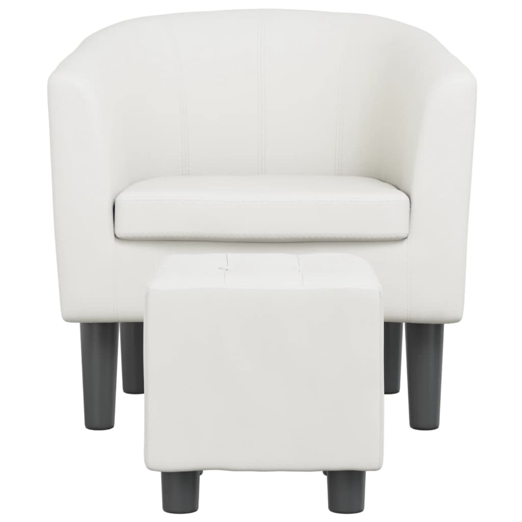 Poltrona com apoio de pés couro artificial branco