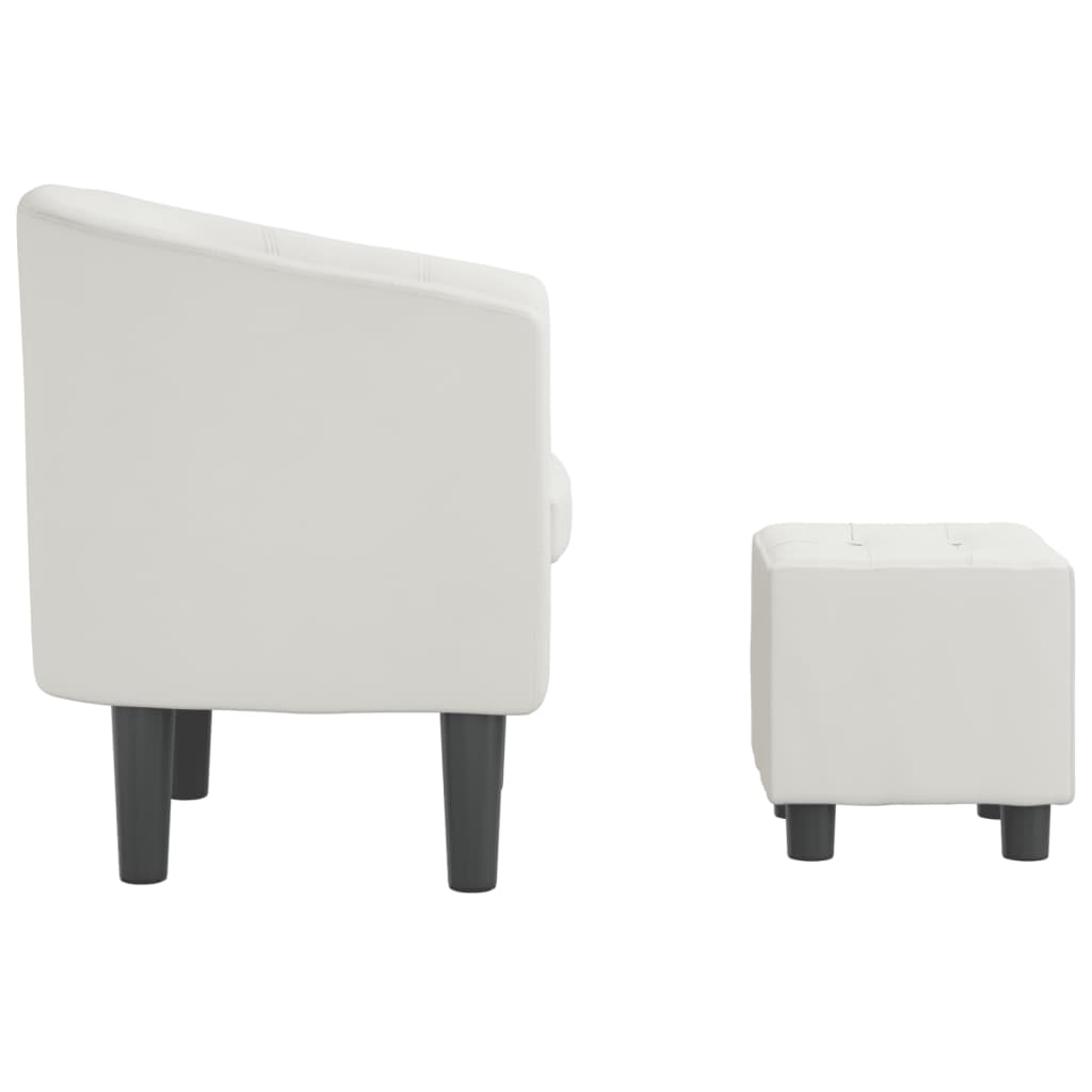 Poltrona com apoio de pés couro artificial branco