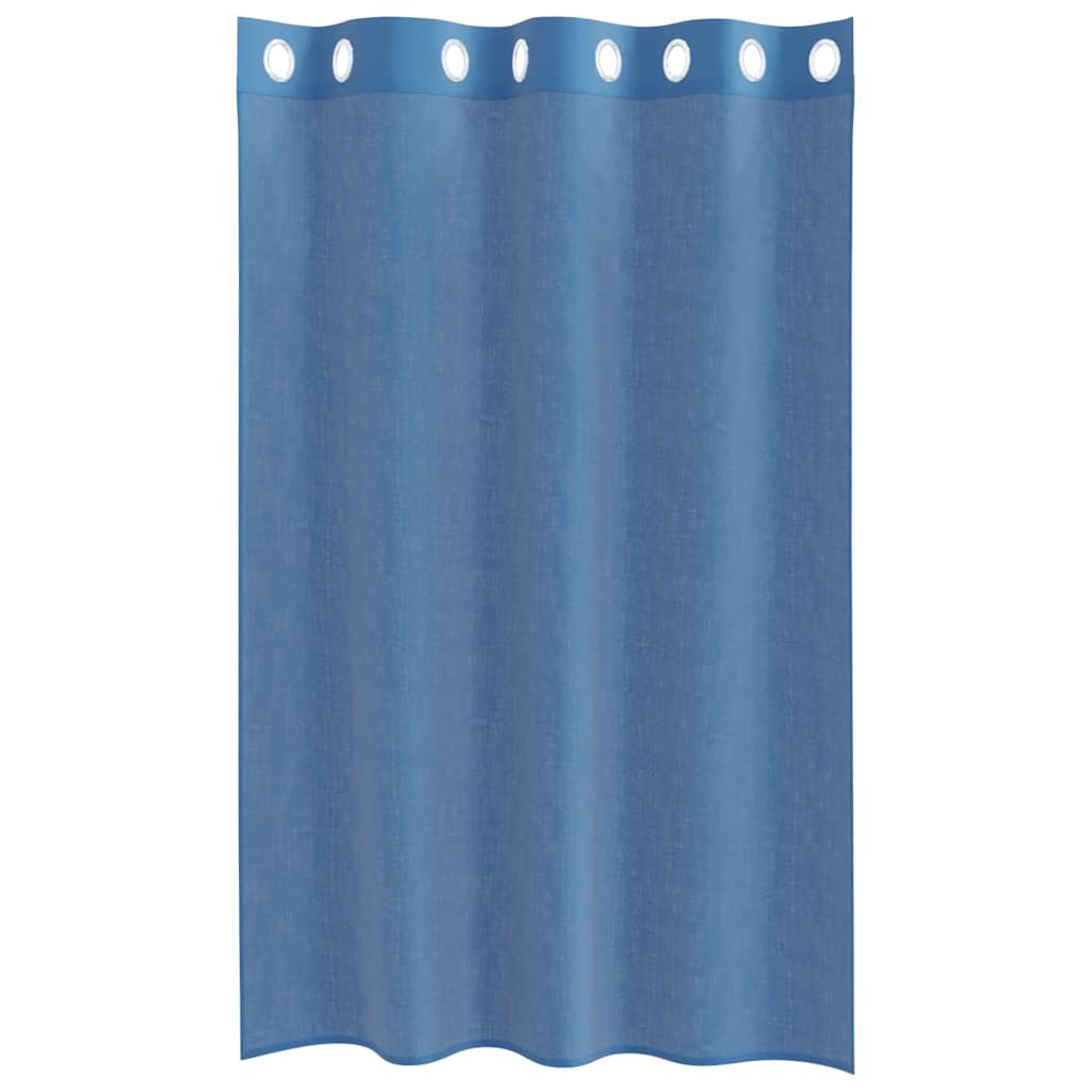 Cortinas de voile com ilhós 2 pcs azul real