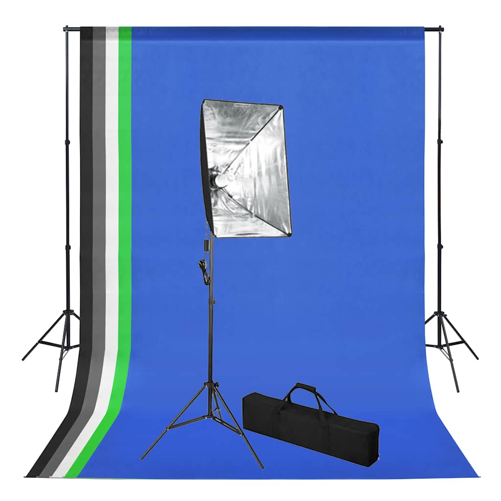 Kit estúdio de fotografia com fundo e softbox de iluminação