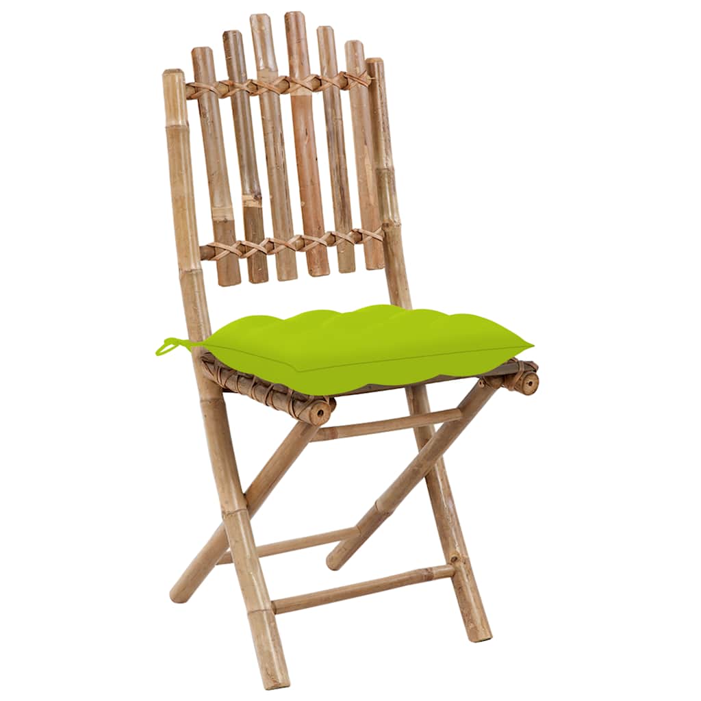 Cadeiras de jardim dobráveis c/ almofadões 2 pcs bambu