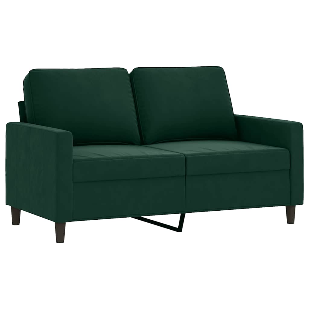 2 Pcs conjunto de sofás com almofadões veludo verde-escuro