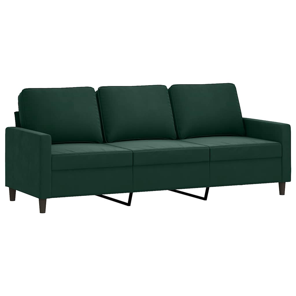 2 Pcs conjunto de sofás com almofadões veludo verde-escuro