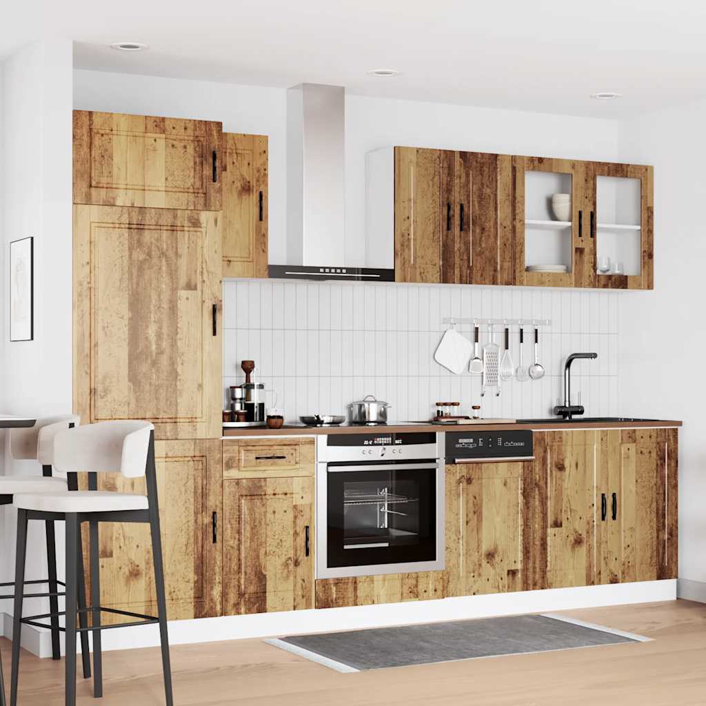 8 Peças armário de cozinha conjunto kalmar madeira velha
