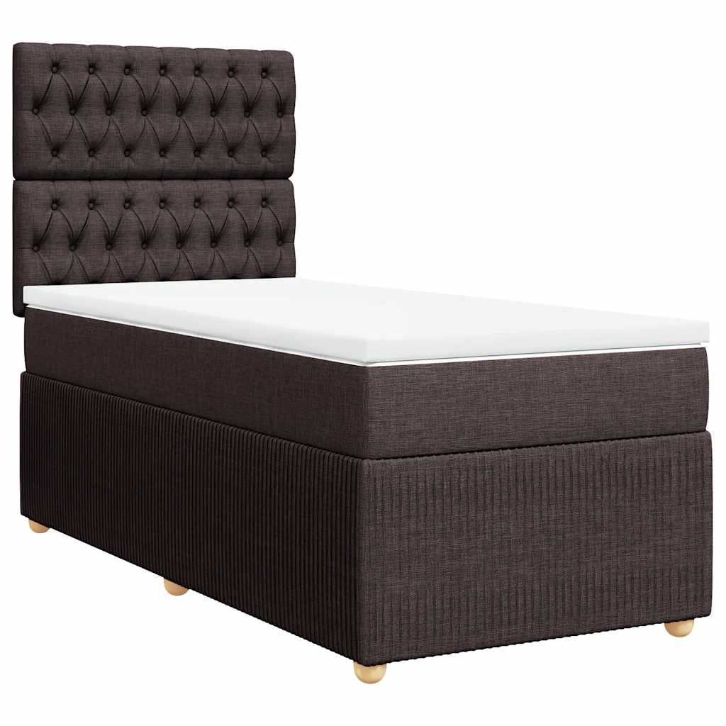 Cama com molas/colchão 90x200 cm tecido castanho-escuro