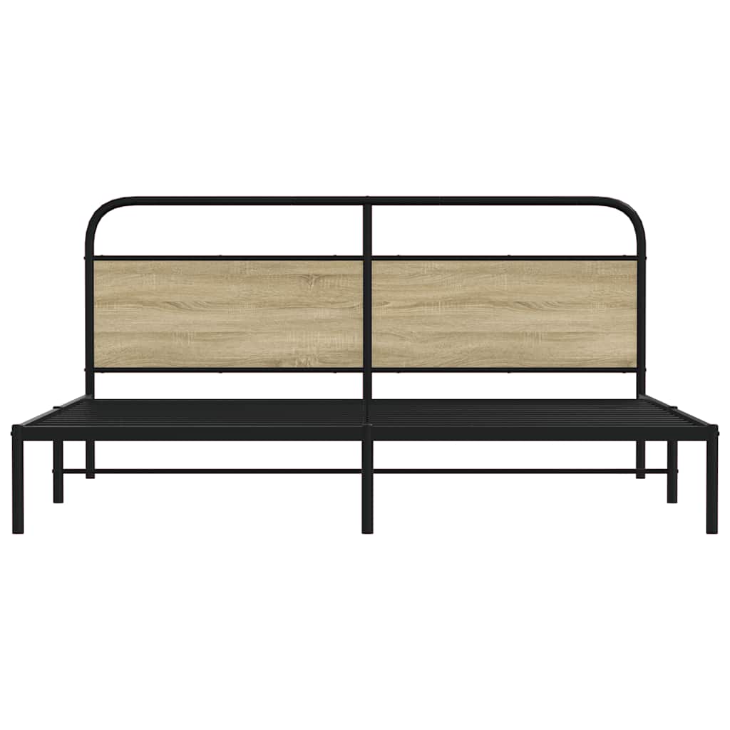 Estrutura de cama sem colchão 183x213cm metal carvalho sonoma