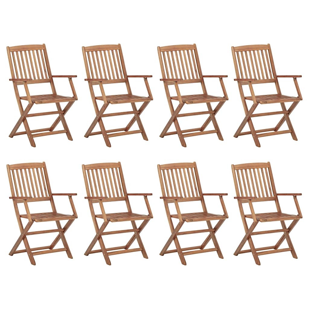 Cadeiras de exterior dobráveis c/ almofadões 8pcs acácia maciça