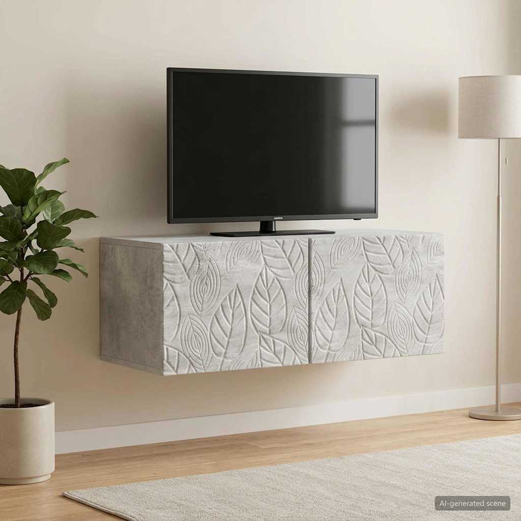 Gabinete de TV de parede 98 x 31 cm cinzento cimento