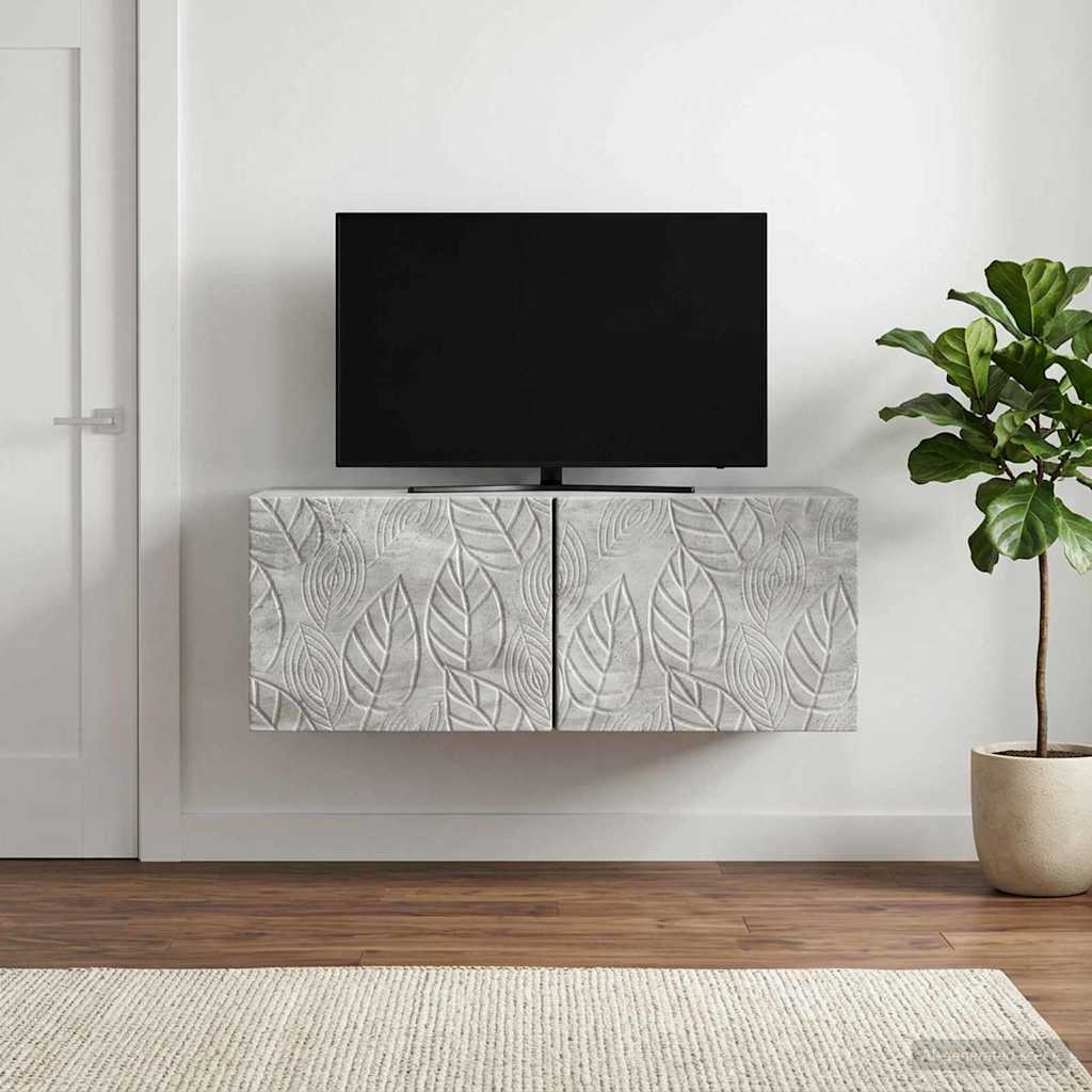 Gabinete de TV de parede 98 x 31 cm cinzento cimento