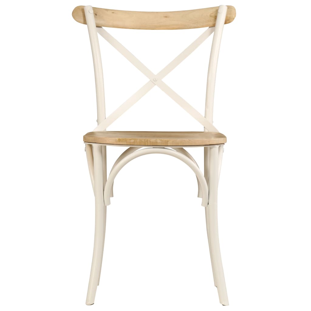 Cadeiras costas em cruz 4 pcs madeira mangueira maciça branco