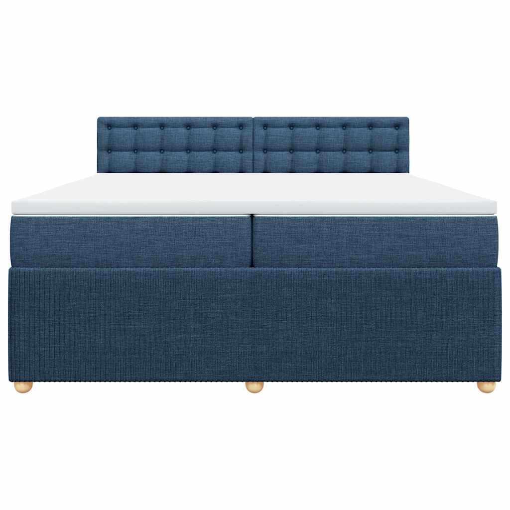 Cama com molas/colchão 200x200 cm tecido azul