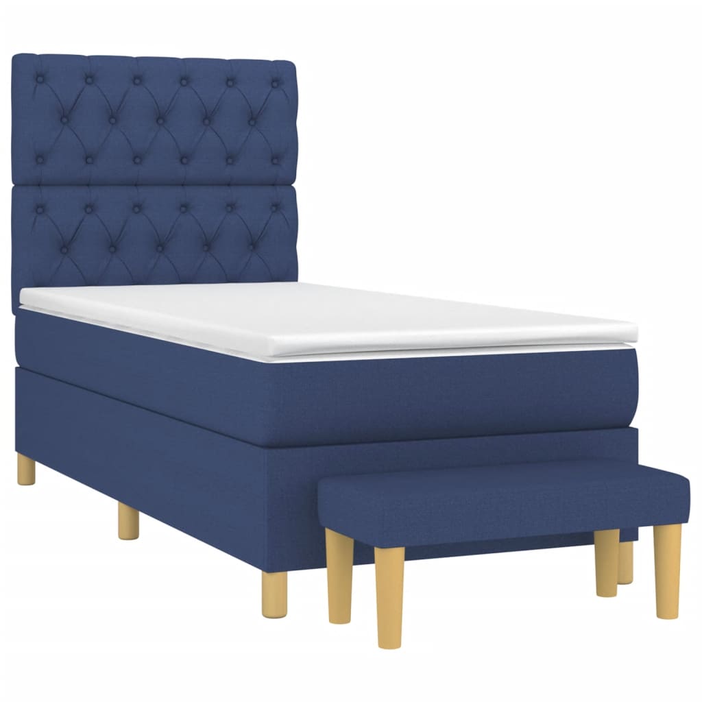Cama com molas/colchão 80x200 cm tecido azul