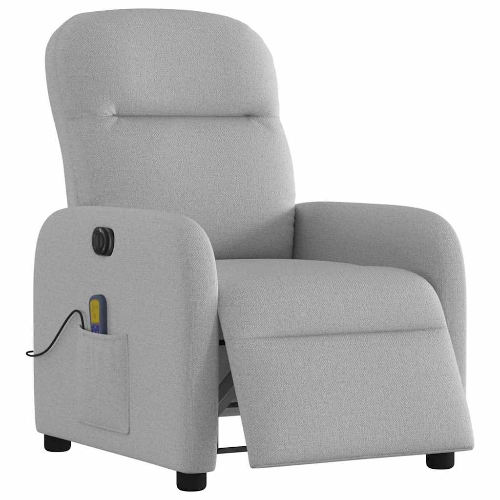 Poltrona massagens reclinável elétrica tecido cinzento-nublado