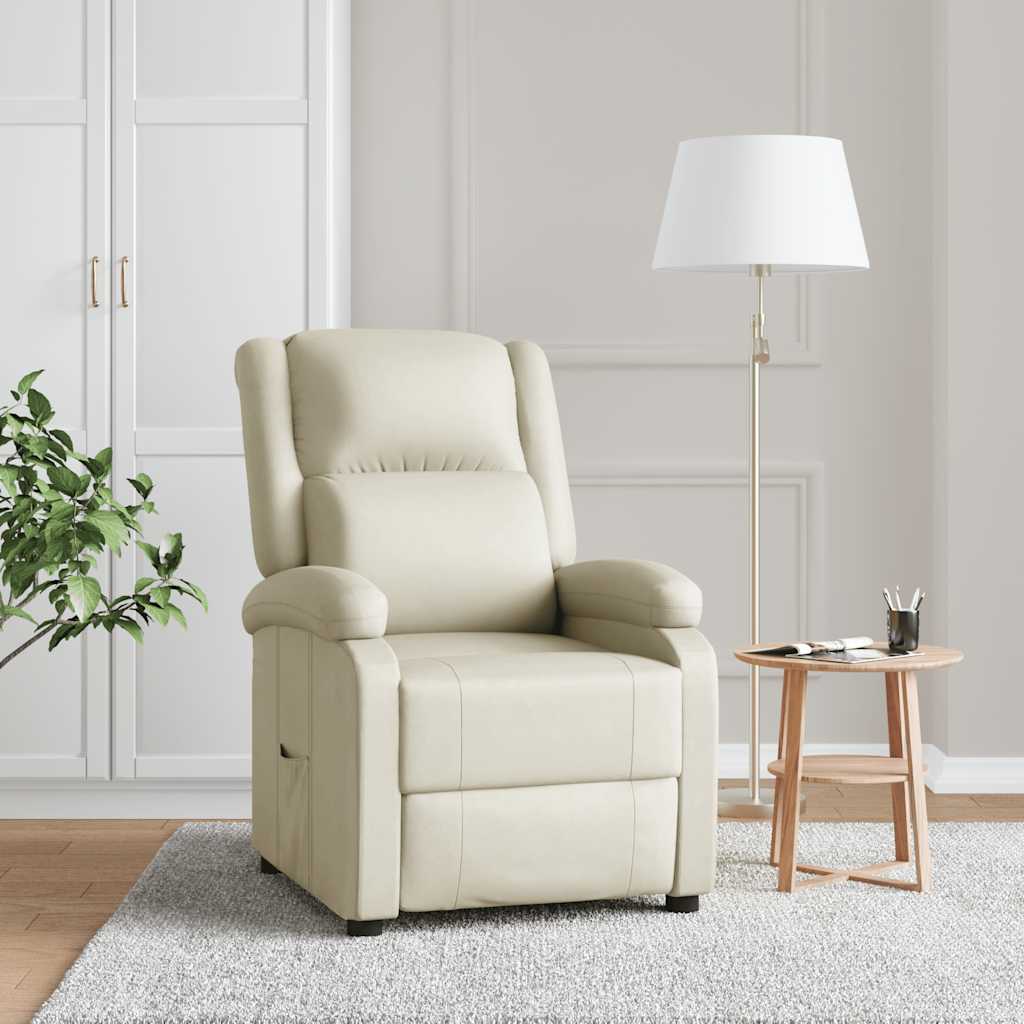 Poltrona reclinável couro artificial cor creme