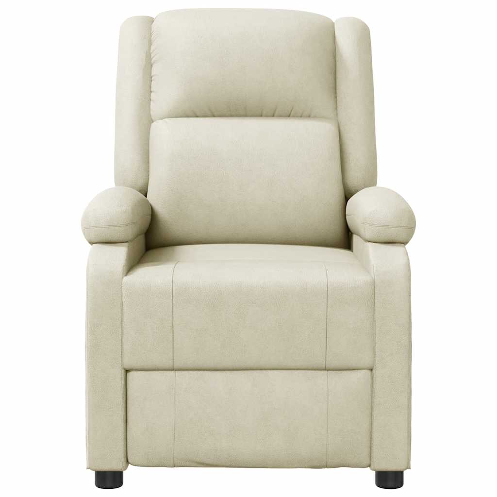 Poltrona reclinável couro artificial cor creme