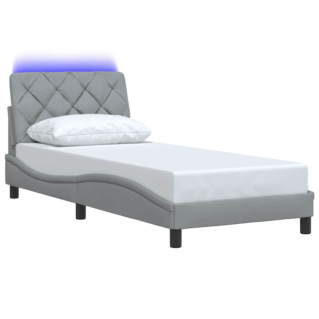 Estrutura de cama com LED sem colchão 90x200 cm tecido