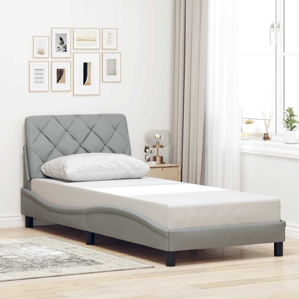 Estrutura de cama com LED sem colchão 90x200 cm tecido