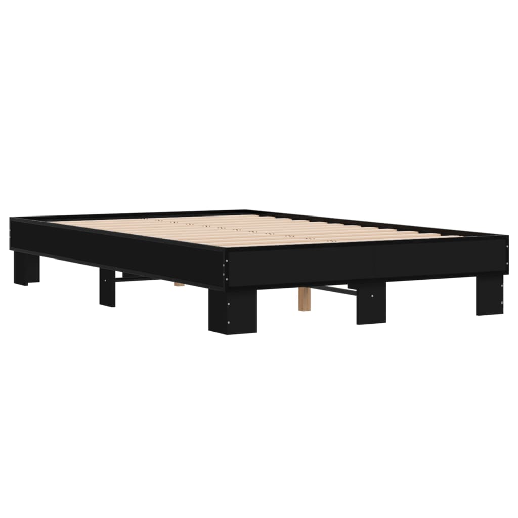 Estrutura de cama 140x200 cm derivados de madeira/metal preto