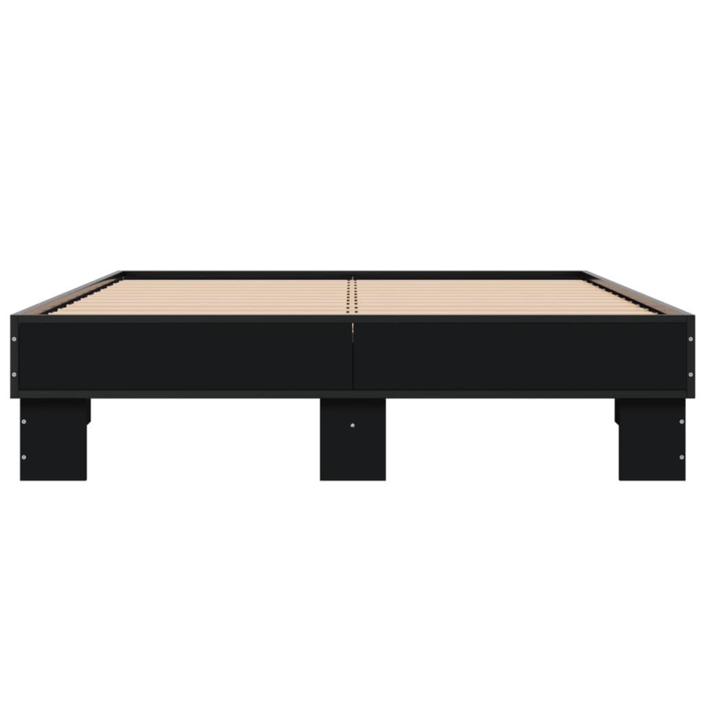 Estrutura de cama 140x200 cm derivados de madeira/metal preto