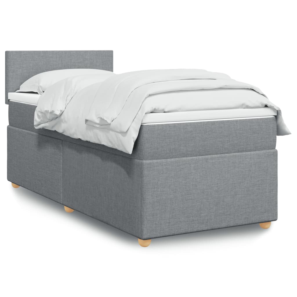 Cama com molas/colchão 90x200 cm tecido cinza-claro