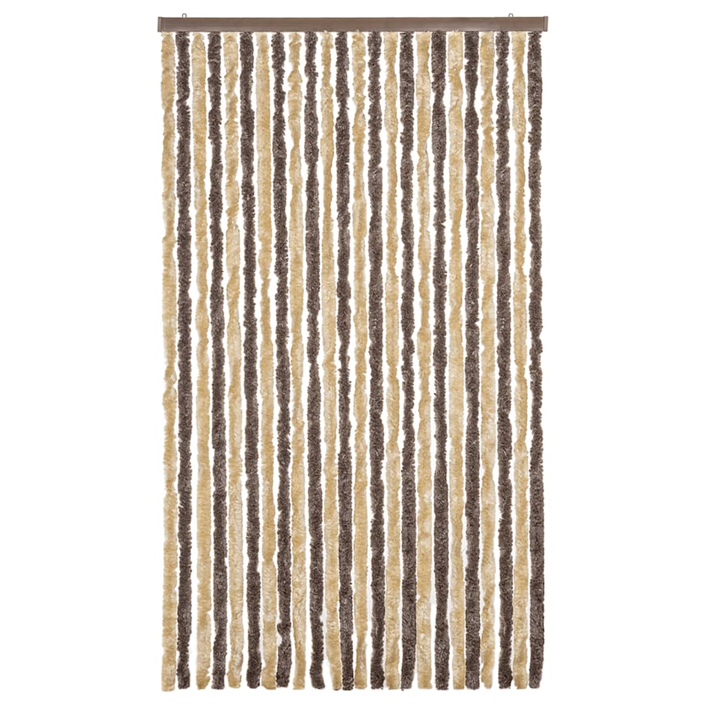 Cortina anti-insetos 100x220 cm chenille castanho-escuro e bege