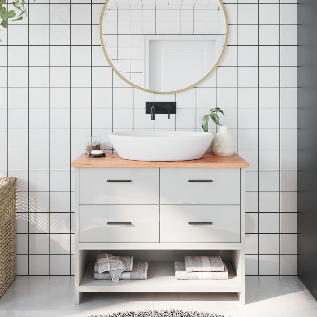 Bancada p/ wc 100x30x2 cm madeira maciça tratada castanho-claro
