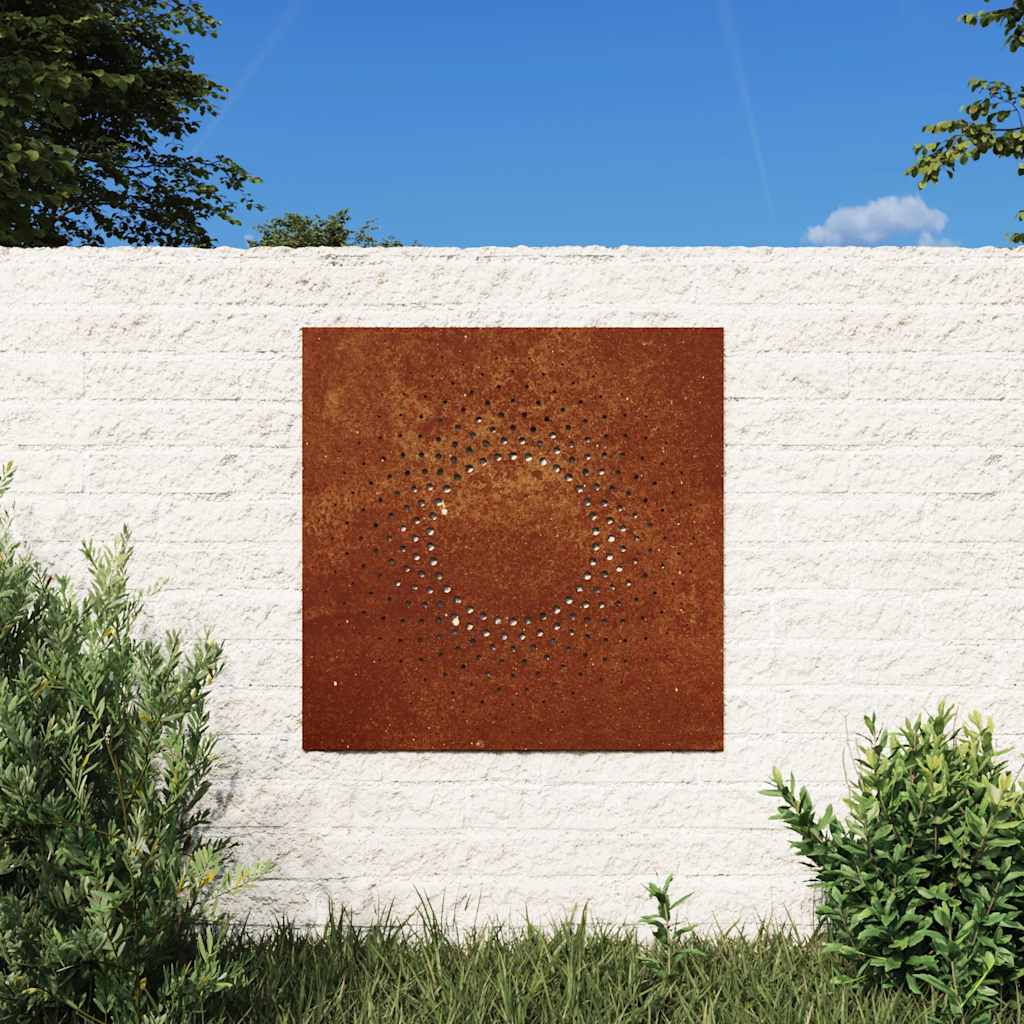 Decoração p/ muro de jardim 55x55 cm aço corten design sol