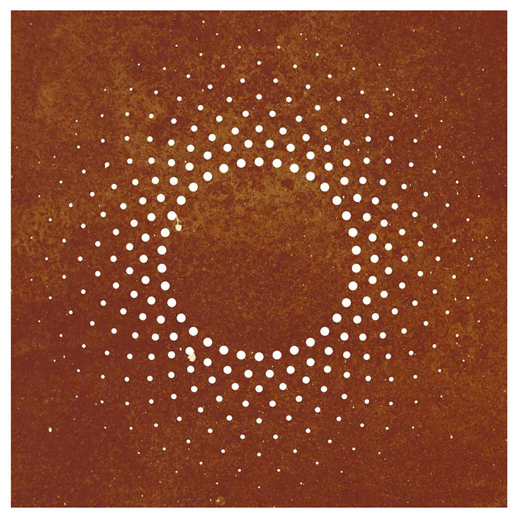 Decoração p/ muro de jardim 55x55 cm aço corten design sol