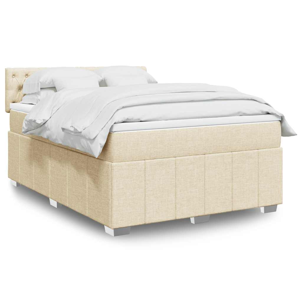 Cama com molas/colchão 140x190 cm tecido cor creme