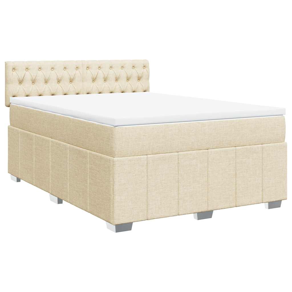 Cama com molas/colchão 140x190 cm tecido cor creme