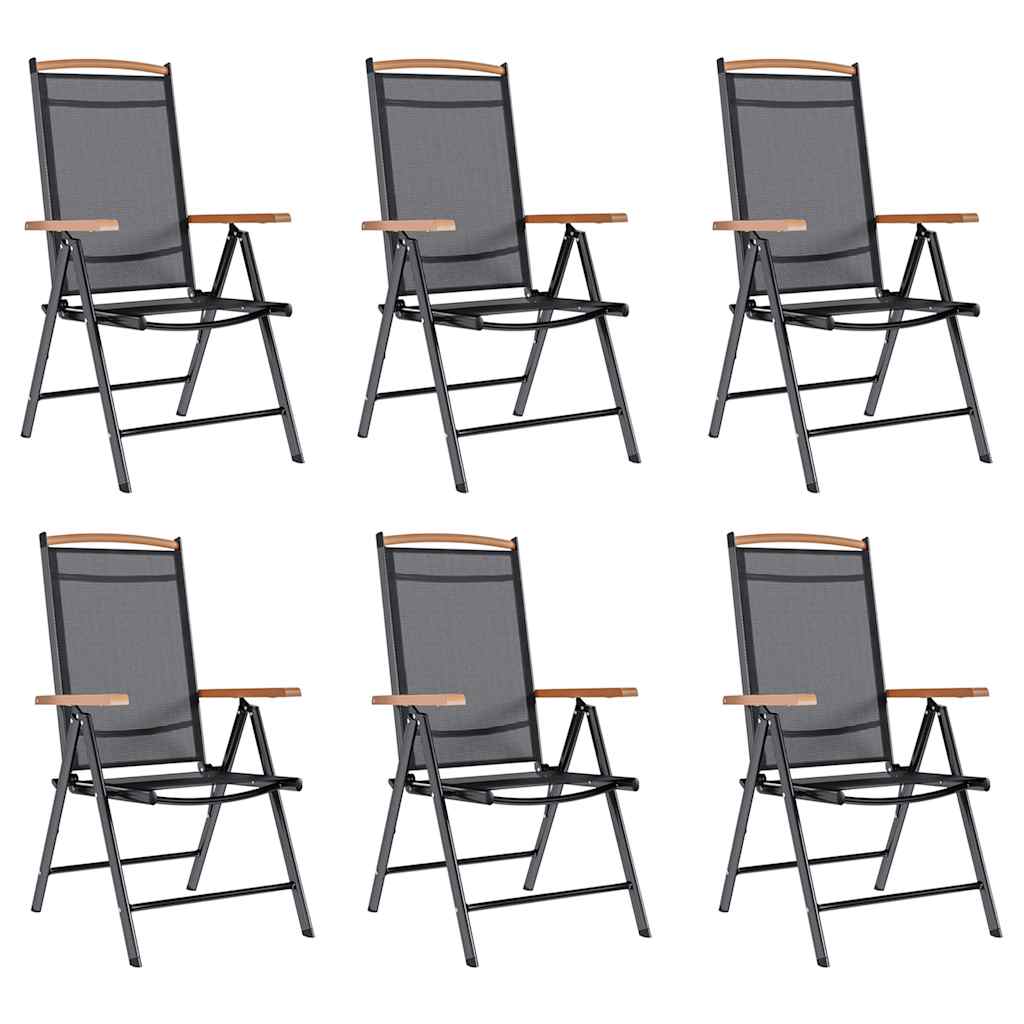 Cadeiras de jardim dobráveis 6 pcs textilene preto