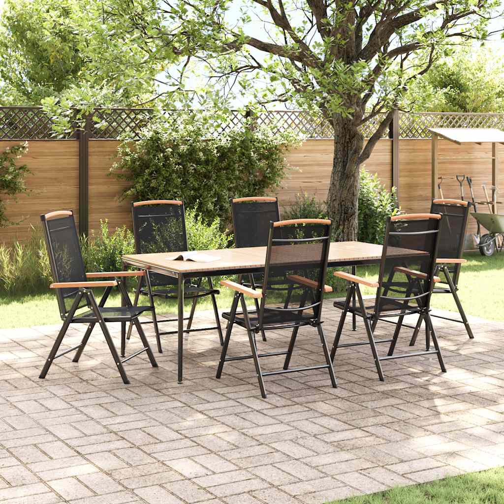 Cadeiras de jardim dobráveis 6 pcs textilene preto