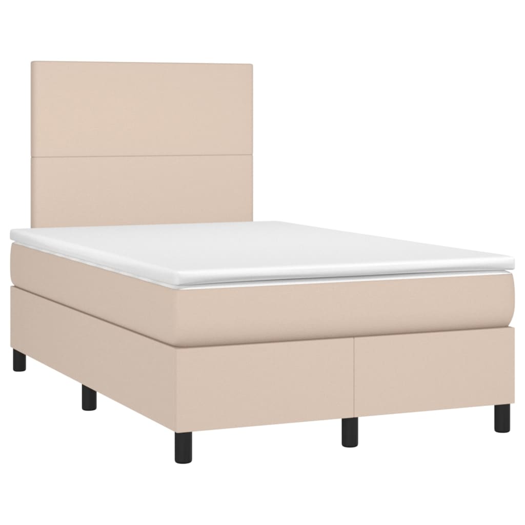 Cama com molas/colchão 120x200 cm couro artificial cappuccino