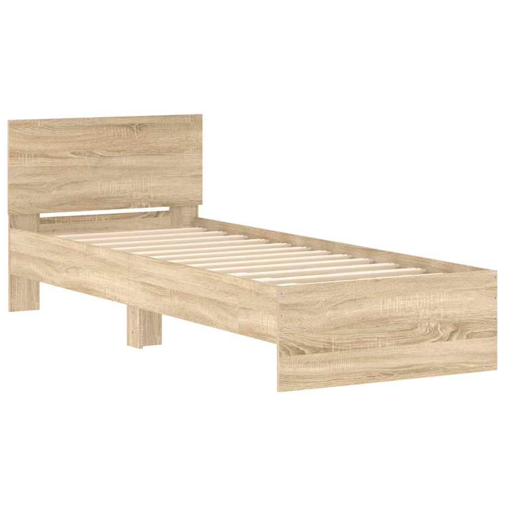 Cama sem colchão com cabeceira 75x190 cm carvalho sonoma