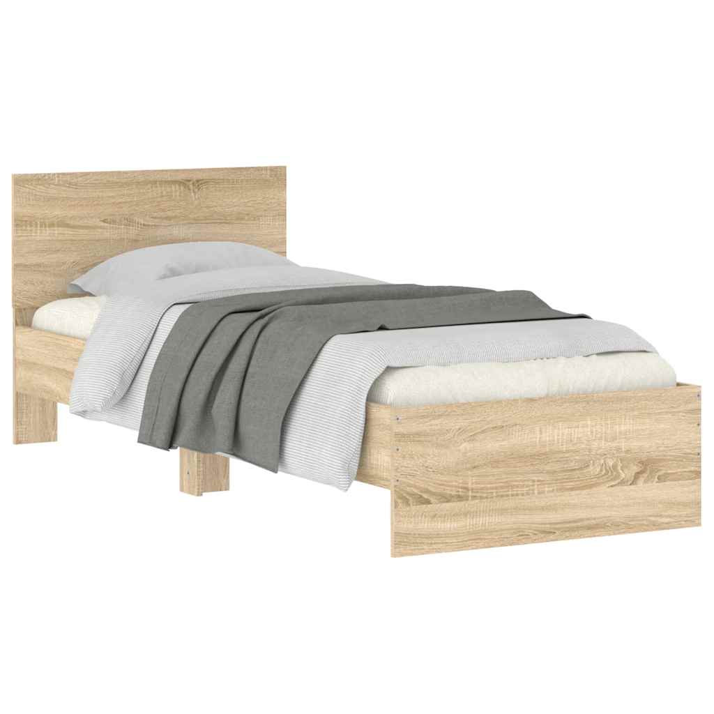 Cama sem colchão com cabeceira 75x190 cm carvalho sonoma