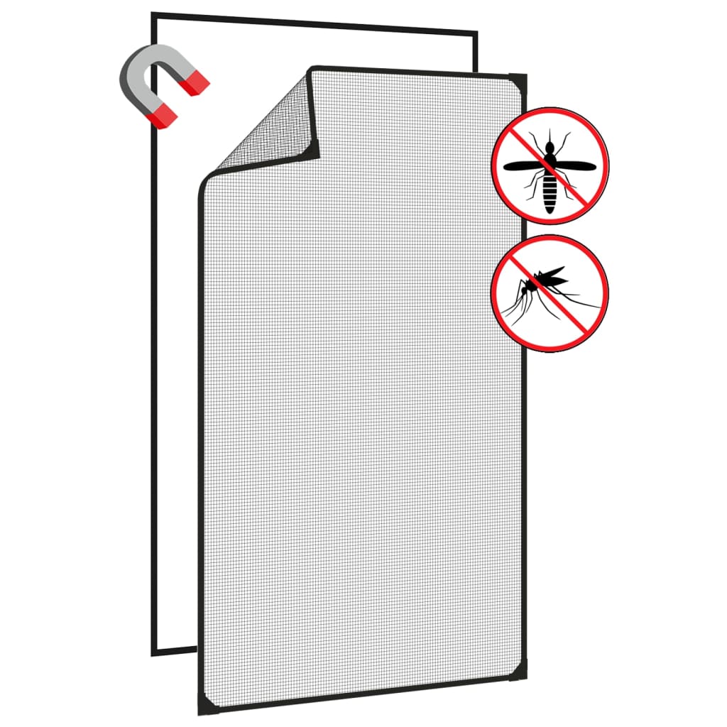 Tela anti-insetos magnética para janelas 80x140 cm antracite