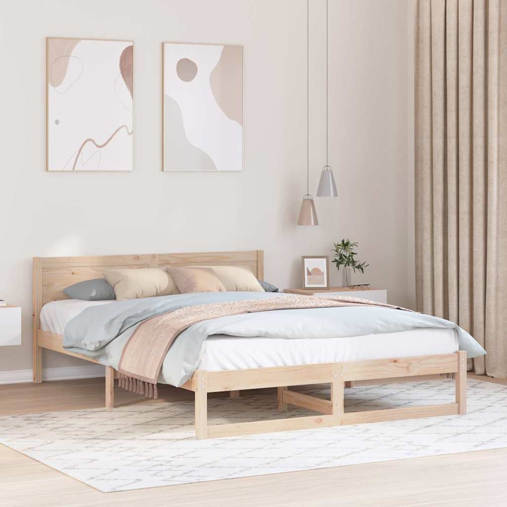 Estrutura da cama com cabeceira natural 140 x 200 cm