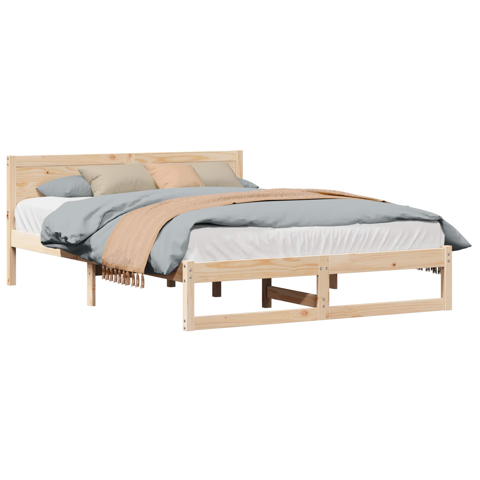 Estrutura da cama com cabeceira natural 140 x 200 cm