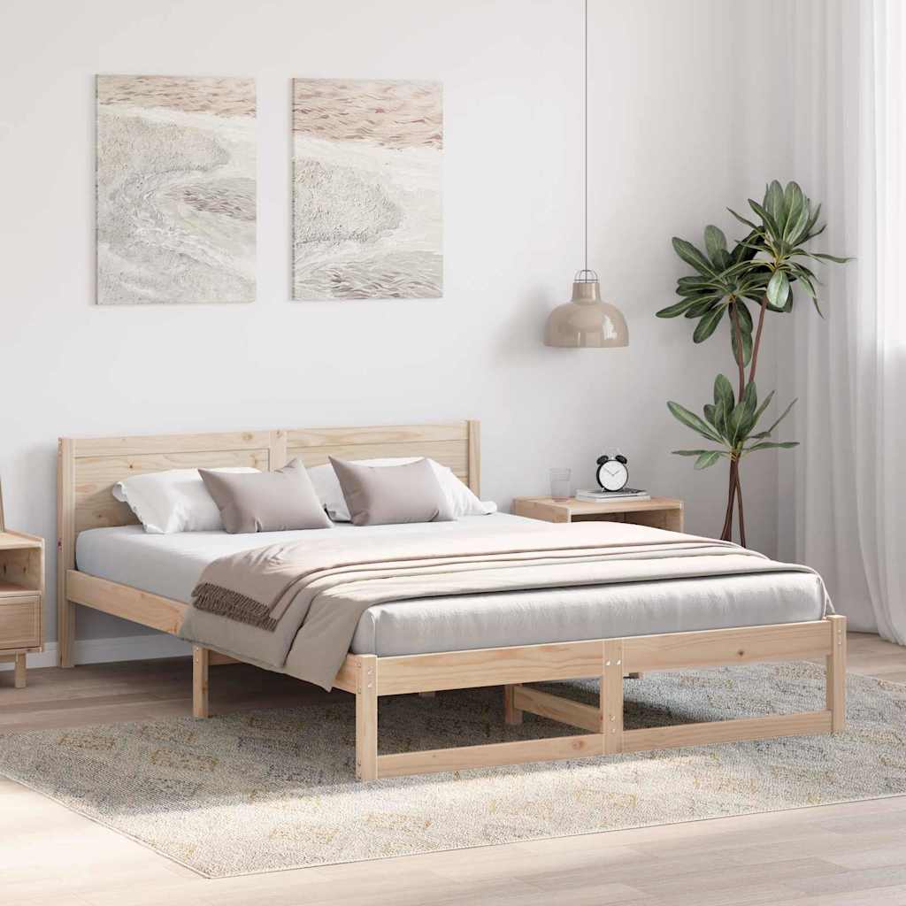 Estrutura da cama com cabeceira natural 140 x 200 cm