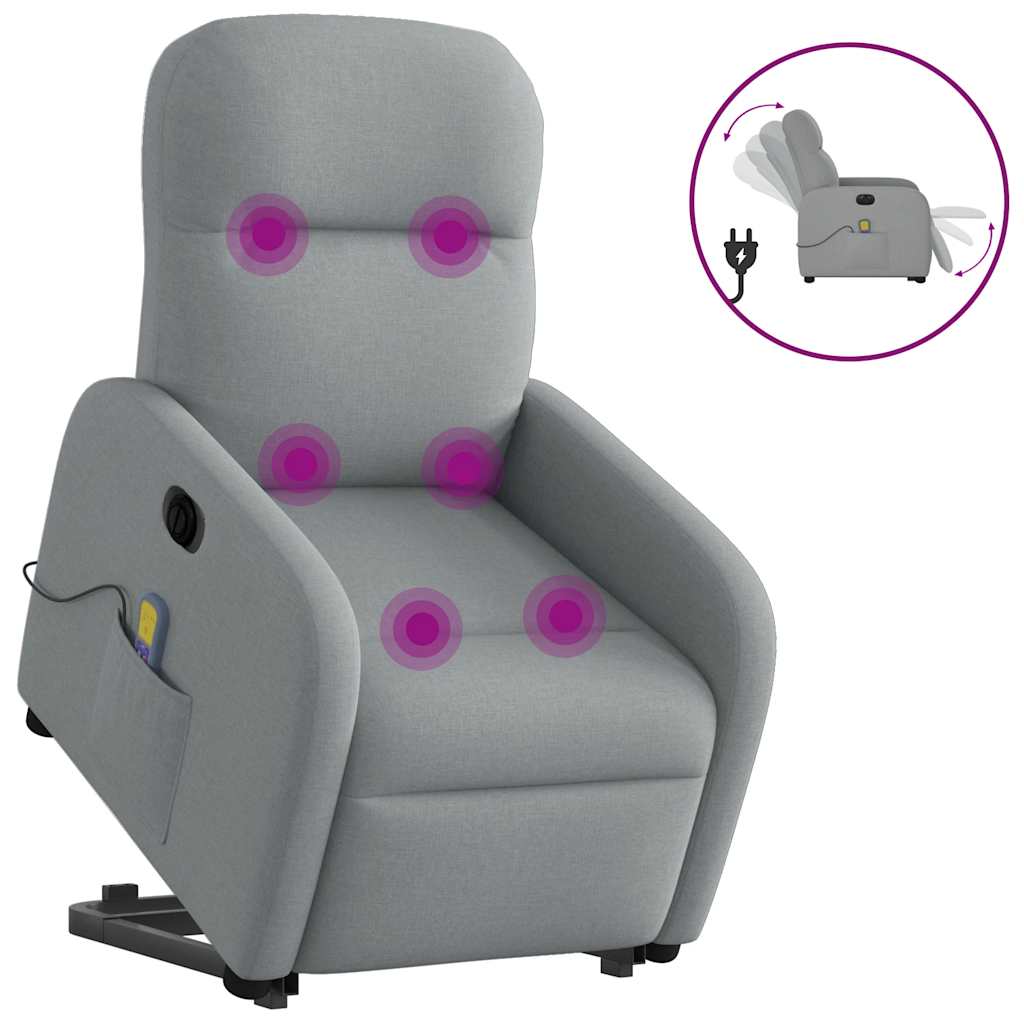 Poltrona elétrica reclinável massagens tecido cinzento-claro