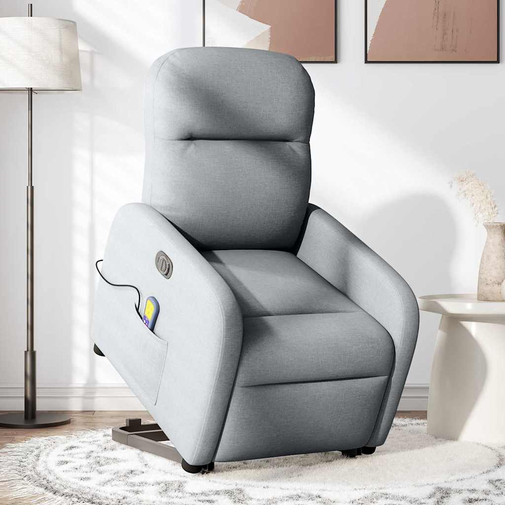 Poltrona elétrica reclinável massagens tecido cinzento-claro