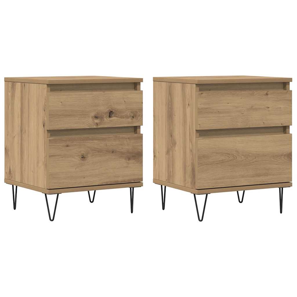 Mesas de cabeceira 2pcs derivados de madeira carvalho artisiano