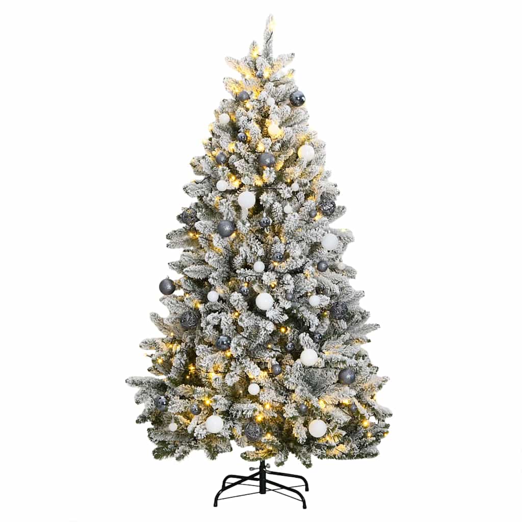 Árvore natal artificial articulada c/ 300 luzes LED+bolas 240cm