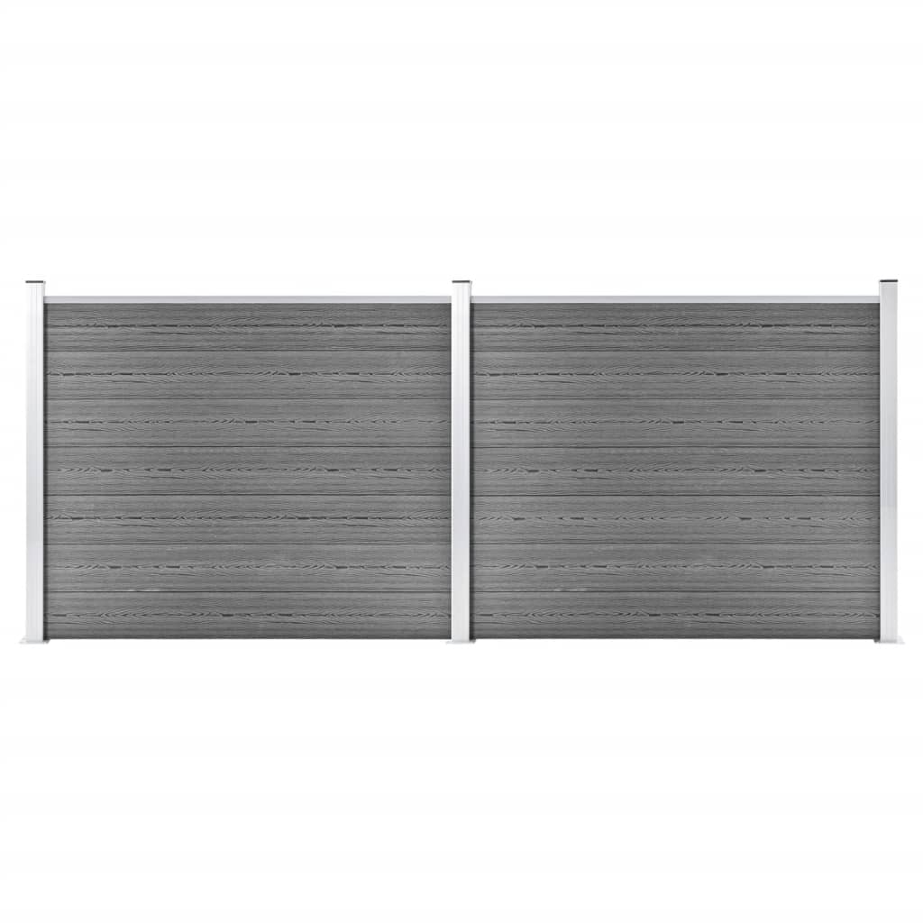 Conjunto painel de cerca 353x146 cm wpc cinzento