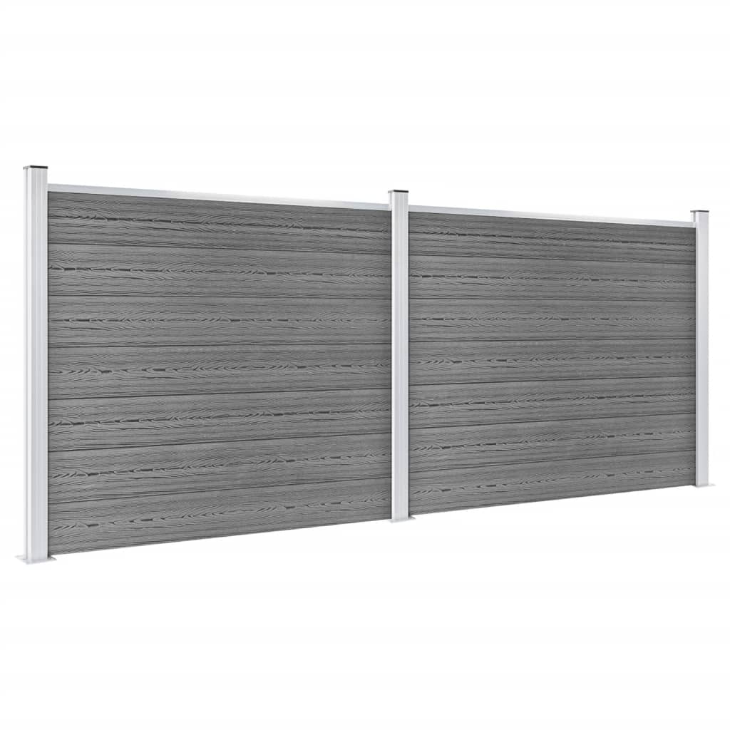 Conjunto painel de cerca 353x146 cm wpc cinzento