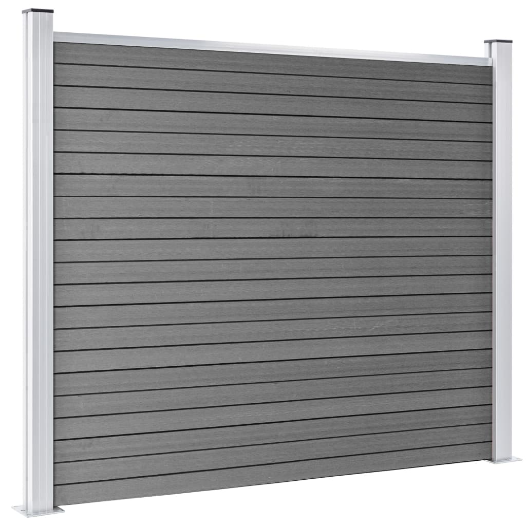 Conjunto painel de cerca 353x146 cm wpc cinzento