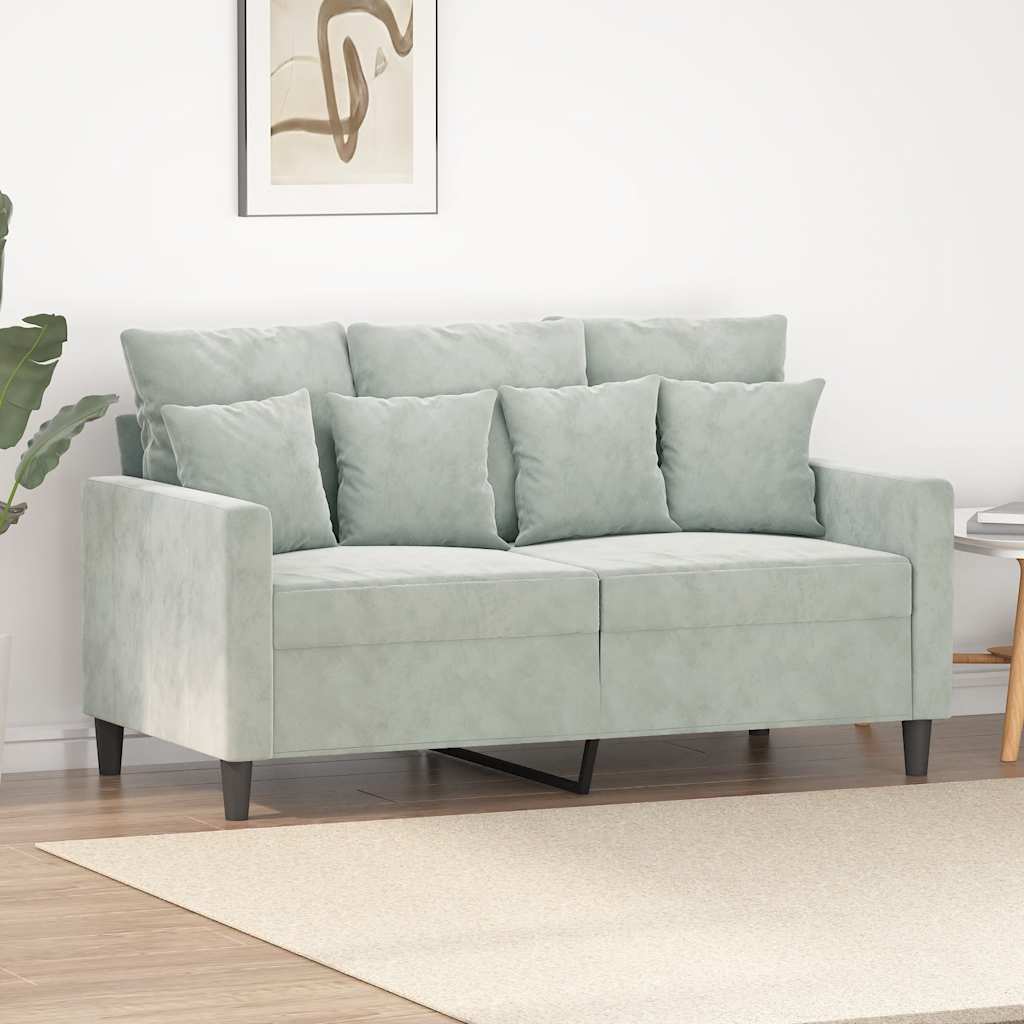 Sofá de 2 lugares 120 cm veludo cinzento-claro